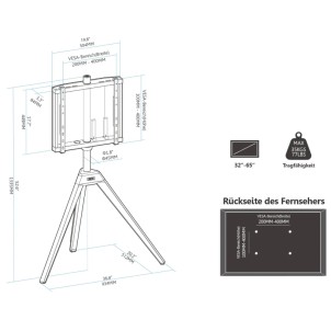 Fitueyes Picasso FT65 Walnut Supporto da Terra per TV 32"-65" Max 35Kg Vesa 200x100-400x400