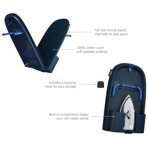 Joseph Joseph Pocket Max Plus 110 Blue Asse da Stiro Pieghevole Copertura Multistrato DripLock