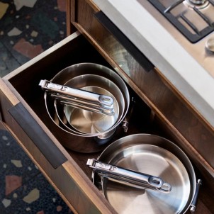 Joseph Joseph Space Steel Padella 20 cm Inox Manico Pieghevole x Gas Elettrico Induzione Forno