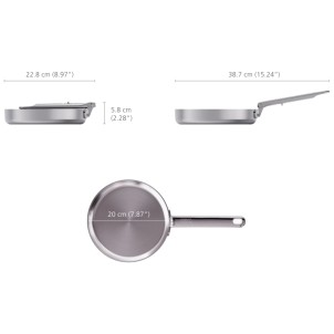 Joseph Joseph Space Steel Padella 20 cm Inox Manico Pieghevole x Gas Elettrico Induzione Forno