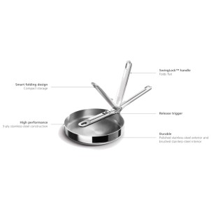 Joseph Joseph Space Steel Padella 24 cm Inox Manico Pieghevole x Gas Elettrico Induzione Forno