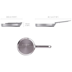 Joseph Joseph Space Steel Padella 24 cm Inox Manico Pieghevole x Gas Elettrico Induzione Forno