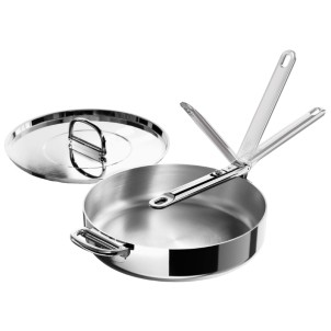 Joseph Joseph Space Steel Padella 28 cm Inox Manico Pieghevole Coperchio x Gas Elettrico Induzione Forno