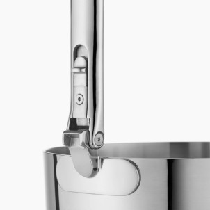 Joseph Joseph Space Steel Set di 3 Pentole 15-19-23 cm Inox Manico Pieghevole Coperchi x Gas Elettrico Induzione Forno