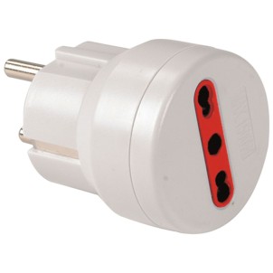 Rosi RS70140 Bianco Adattatore Presa Bipasso Spina Schuko Serie Emilia Specialist