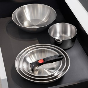 Barazzoni Inox Facile Set 3 Padelle 20-24-28cm Inox Manico Staccabile Funziona su Gas Elettrico Induzione