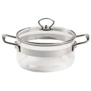 Belissam Casseruola 20cm 2,5L Coperchio Vetro Borosilicato x Gas Elettrico Induzione con Adattatore Optional Forno 200°