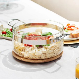 Belissam Casseruola 20cm 2,5L Coperchio Vetro Borosilicato x Gas Elettrico Induzione con Adattatore Optional Forno 200°