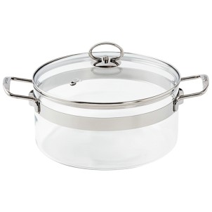 Belissam Casseruola 24cm 4,2L Coperchio Vetro Borosilicato x Gas Elettrico Induzione con Adattatore Optional Forno 200°