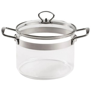 Belissam Pentola 20cm 3,6L Coperchio Vetro Borosilicato x Gas Elettrico Induzione con Adattatore Optional Forno 200°