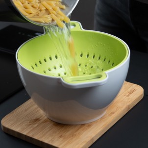 Trebonn Duo Large Rinse&Serve Verde Bianco Set Composto da Colatoio e Ciotola Diametro 24cm