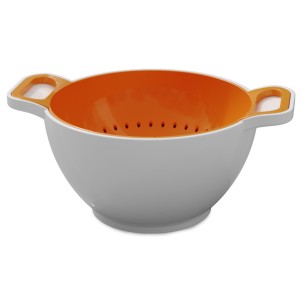 Trebonn Duo Small Rinse&Serve Arancione Bianco Set Composto da Colatoio e Ciotola Diametro 16cm