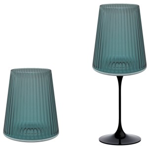 Trebonn SplitGlass Easy Aquamarine Bicchiere Vetro Sintetico Infrangibile Finitura Cannettata