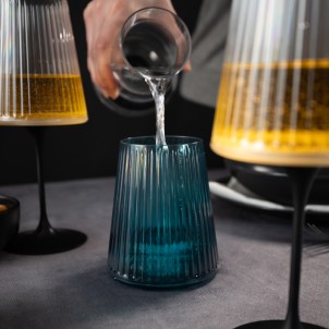 Trebonn SplitGlass Easy Blue Bicchiere Vetro Sintetico Infrangibile Finitura Cannettata