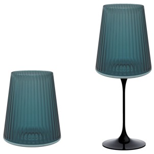 Trebonn SplitGlass Easy Blue Bicchiere Vetro Sintetico Infrangibile Finitura Cannettata