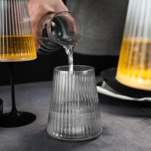 Trebonn SplitGlass Easy Transparent Bicchiere Vetro Sintetico Infrangibile Finitura Cannettata