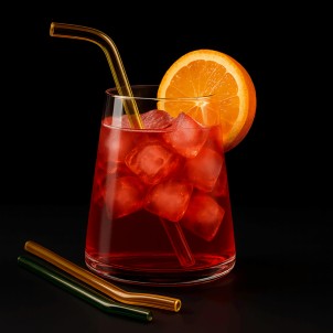 Trebonn SplitGlass Glass Straws Set 5 Cannucce Colorate Vetro Borosilicato 17 cm Spazzolino per la Pulizia