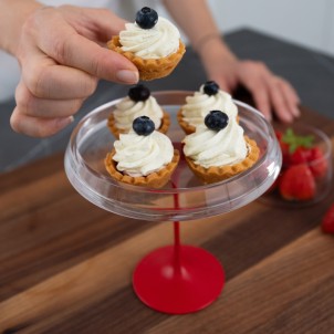 Trebonn SplitGlass Snack Plate Red Label Vassoio Vetro Borosilicato Diametro 15cm Stelo Non Incluso
