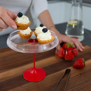 Trebonn SplitGlass Snack Plate Red Label Vassoio Vetro Borosilicato Diametro 15cm Stelo Non Incluso