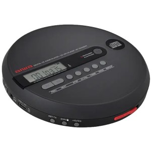 Aiwa PCP-1050 Black Lettore CD MP3 Portatile ESP 90sec Bluetooth Trasmitter Pile Ricaricabili 2xAA USB-C Custodia