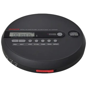 Aiwa PCP-1050 Black Lettore CD MP3 Portatile ESP 90sec Bluetooth Trasmitter Pile Ricaricabili 2xAA USB-C Custodia