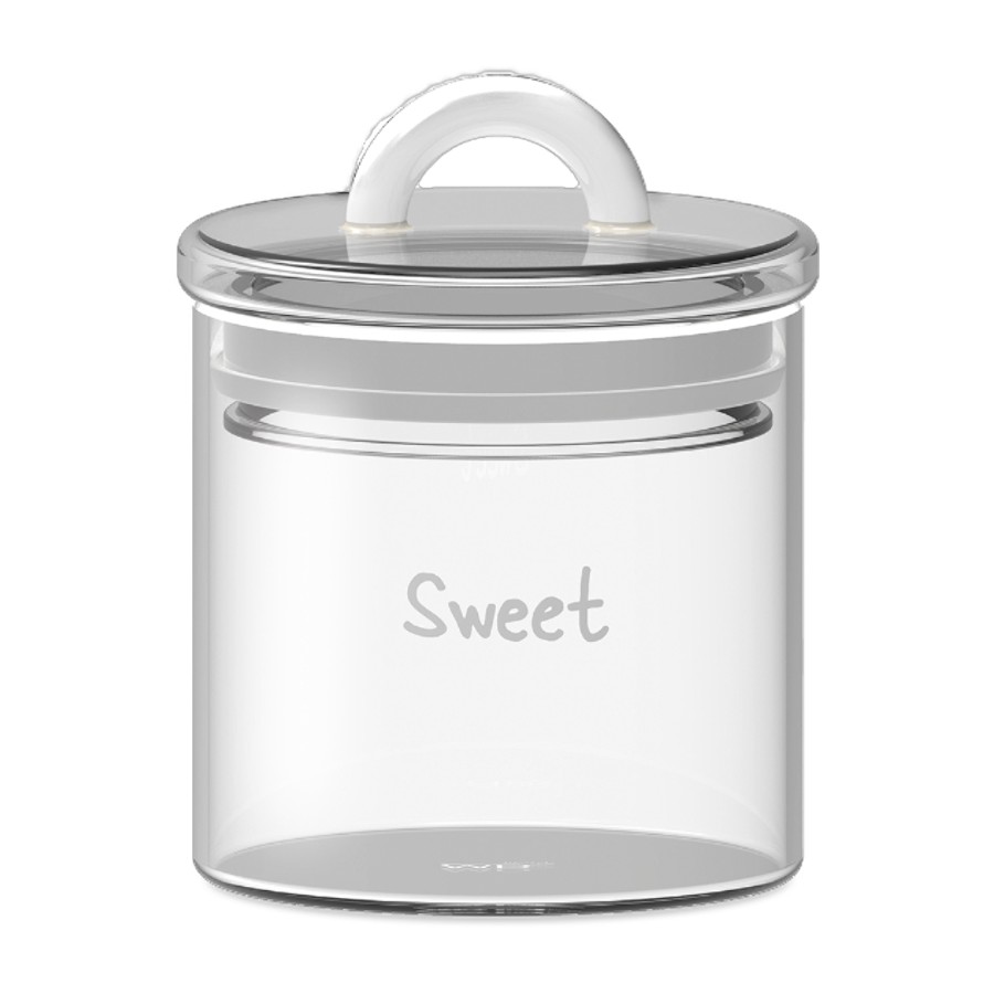 WD Lifestyle WD601B Barattolo Zuccheriera 300ml Sweet Vetro Borosilicato Manico Bianco Tappo Ermetico