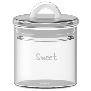 WD Lifestyle WD601B Barattolo Zuccheriera 300ml Sweet Vetro Borosilicato Manico Bianco Tappo Ermetico