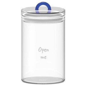 WD Lifestyle WD602 Barattolo 1,5L Open me Vetro Borosilicato Manico Blu Tappo Ermetico