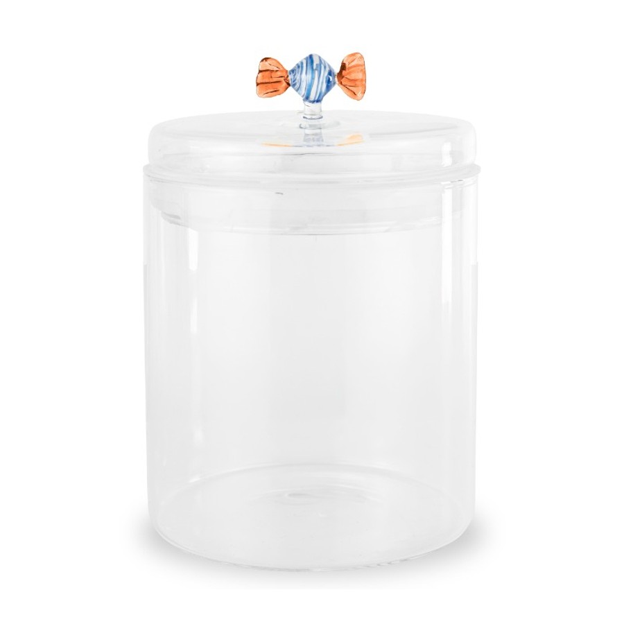 WD Lifestyle WD777CAR Barattolo Caramelle 600ml Vetro Trasparente Coperchio con Decorazione Caramella in Vetro Soffiato 