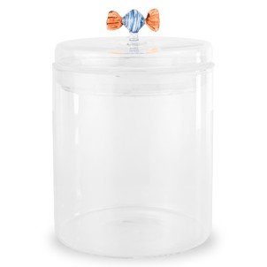 WD Lifestyle WD777CAR Barattolo Caramelle 600ml Vetro Trasparente Coperchio con Decorazione Caramella in Vetro Soffiato 