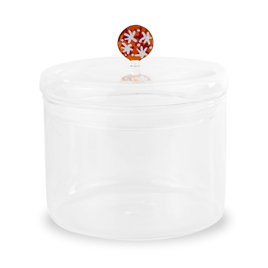 WD Lifestyle WD778BIS Barattolo Biscotti 1,4L Vetro Trasparente Coperchio con Decorazione Biscotto in Vetro Soffiato 