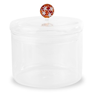 WD Lifestyle WD778BIS Barattolo Biscotti 1,4L Vetro Trasparente Coperchio con Decorazione Biscotto in Vetro Soffiato 