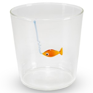 WD Lifestyle WD927AMO Bicchiere 250ml Vetro Decoro Pesce con Amo