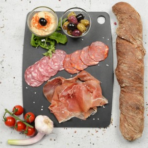 Jade Tagliere Gourmet Kitchen Nero 37x27,5cm Spessore 0,6cm Foro Laminato di Cellulosa Resistente al Calore 176°C