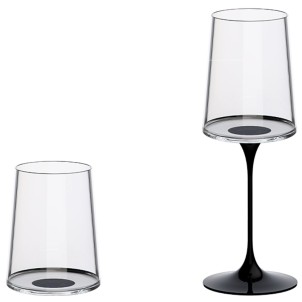 Trebonn SplitGlass Black Label 2 Bicchieri Vino Bianco Acqua 28cl Cristallo senza Piombo Stelo Non Incluso