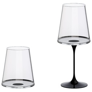 Trebonn SplitGlass Black Label 2 Bicchieri Vino Rosso Acqua 45cl Cristallo senza Piombo Stelo Non Incluso