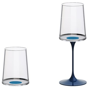 Trebonn SplitGlass Blue Label 2 Bicchieri Vino Bianco Acqua 28cl Cristallo senza Piombo Stelo Non Incluso