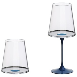 Trebonn SplitGlass Blue Label 2 Bicchieri Vino Rosso Acqua 45cl Cristallo senza Piombo Stelo Non Incluso