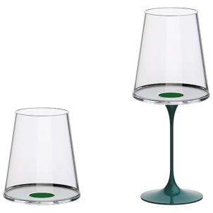Trebonn SplitGlass Green Label 2 Bicchieri Vino Rosso Acqua 45cl Cristallo senza Piombo Stelo Non Incluso