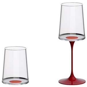 Trebonn SplitGlass Red Label 2 Bicchieri Vino Bianco Acqua 28cl Cristallo senza Piombo Stelo Non Incluso