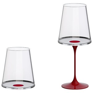 Trebonn SplitGlass Red Label 2 Bicchieri Vino Rosso Acqua 45cl Cristallo senza Piombo Stelo Non Incluso