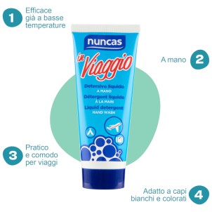 Nuncas In Viaggio 100ml Detersivo Liquido a Mano Capi Bianchi e Colorati