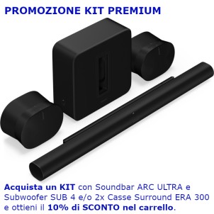 Sonos Sub 4 Black Matt Subwoofer Wireless Wi-Fi 2 Woofer Force-Canceling Posizionabile in Verticale o in Orizzontale