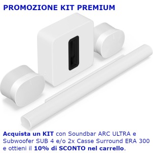 Sonos Sub 4 White Matt Subwoofer Wireless Wi-Fi 2 Woofer Force-Canceling Posizionabile in Verticale o in Orizzontale