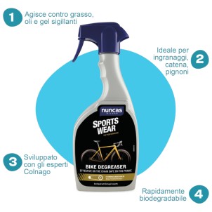 Nuncas Sportswear Bike Degreaser 500ml Spray Sgrassatore per la Pulizia delle Biciclette