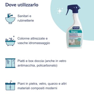 Nuncas Bagno Detergente Igienizzante 500ml Spray Rimuove il Calcare