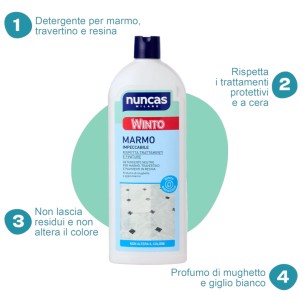 Nuncas Winto Marmo 1L Detergente Neutro per Marmi Graniglia Travertino Pavimenti in Resina