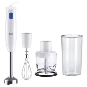 Braun MQ10.202M WH Minipimer 450 1Velocità Tritatutto 350ml Frusta a Filo in Acciaio Bicchiere Graduato