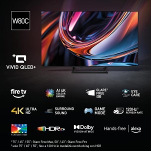 Panasonic TV-43W80CEZS TV 43" 4K QLED GlareFree Pro Smart Fire TV AirPlay Bluetooth