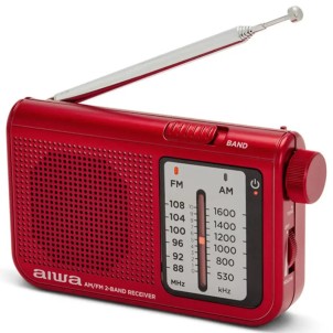 Aiwa RS-55/RD Rosso Radio FM AM Portatile Altoparlante Cuffie Stereo Batterie 2x AA